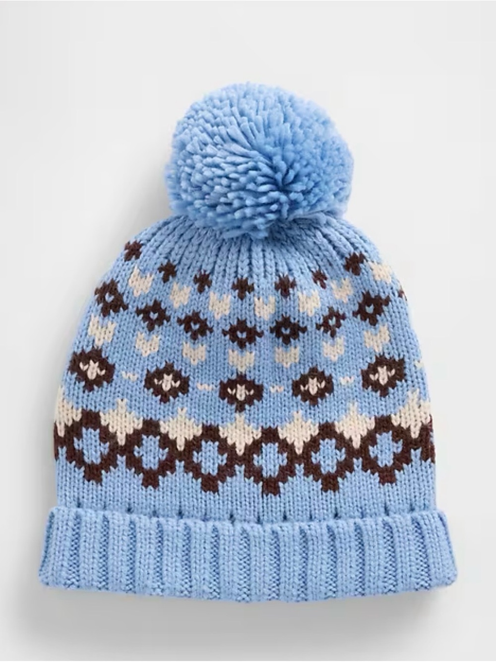 Fair Isle Poof Beanie in Docksider Blue NWT